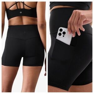 *2* Athleta Salutation Stash 5” & 7” Black Athletic Shorts Pockets Size Medium